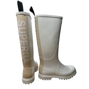 Brand New SUPERGA White 799 Rain Boots Tall Rubber Boho Outdoor Garden Boot